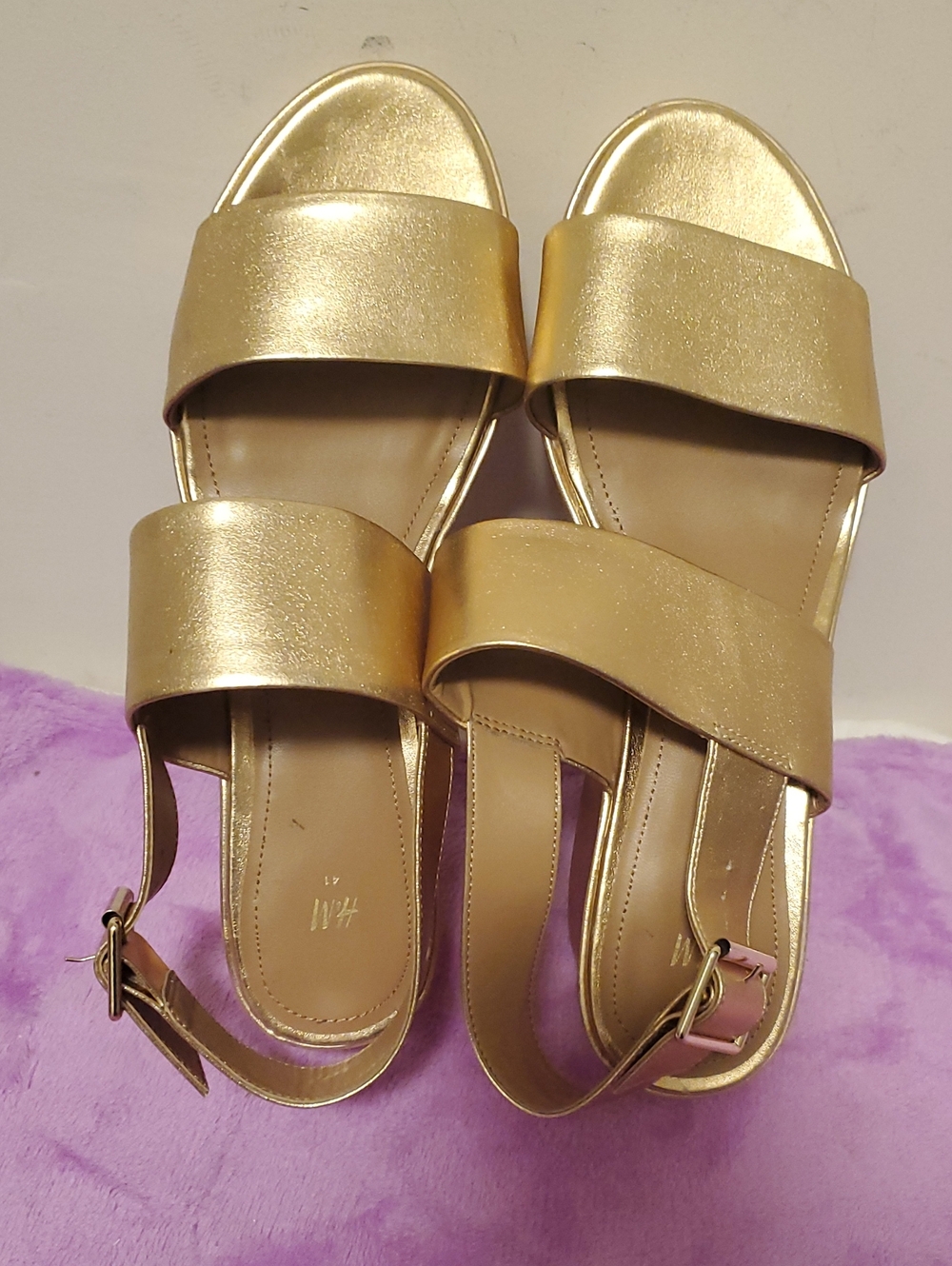H&M Metallic Gold Double-Band Slingback Sandals